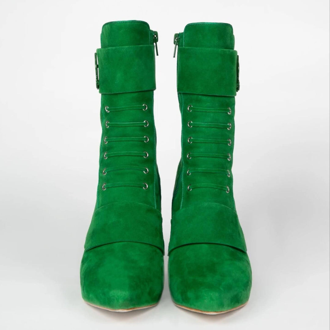 Michaela V Marta Green Suede Knee-High Boots