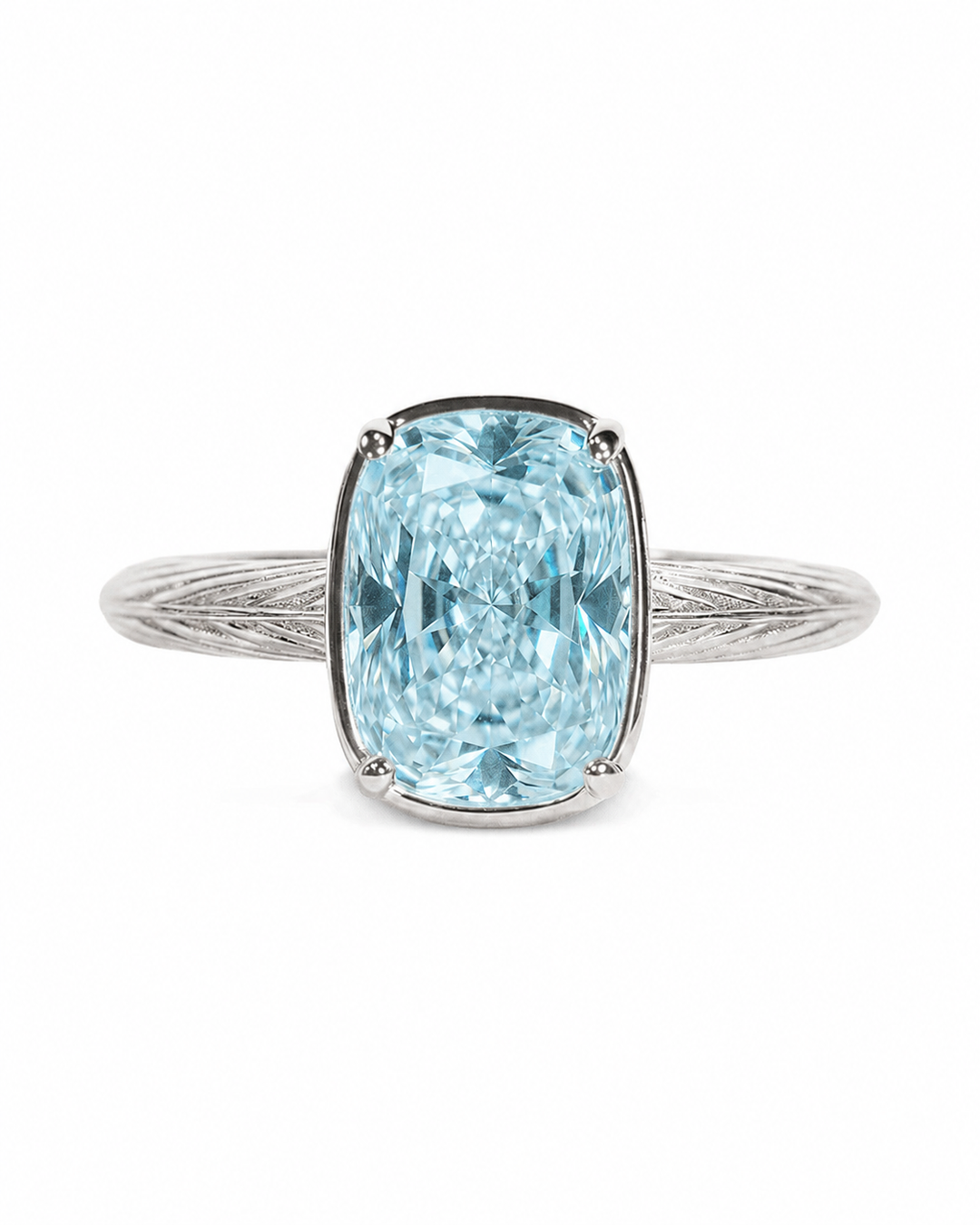 Sterling Silver Mini Aquamarine Cushion Ring – 14K Gold Plated