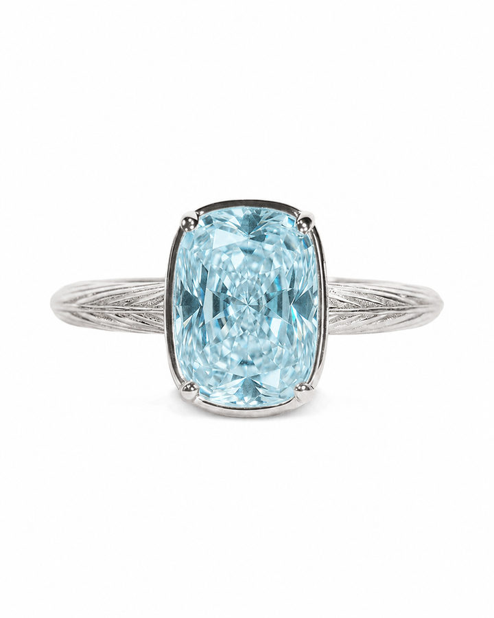 Sterling Silver Mini Aquamarine Cushion Ring – 14K Gold Plated