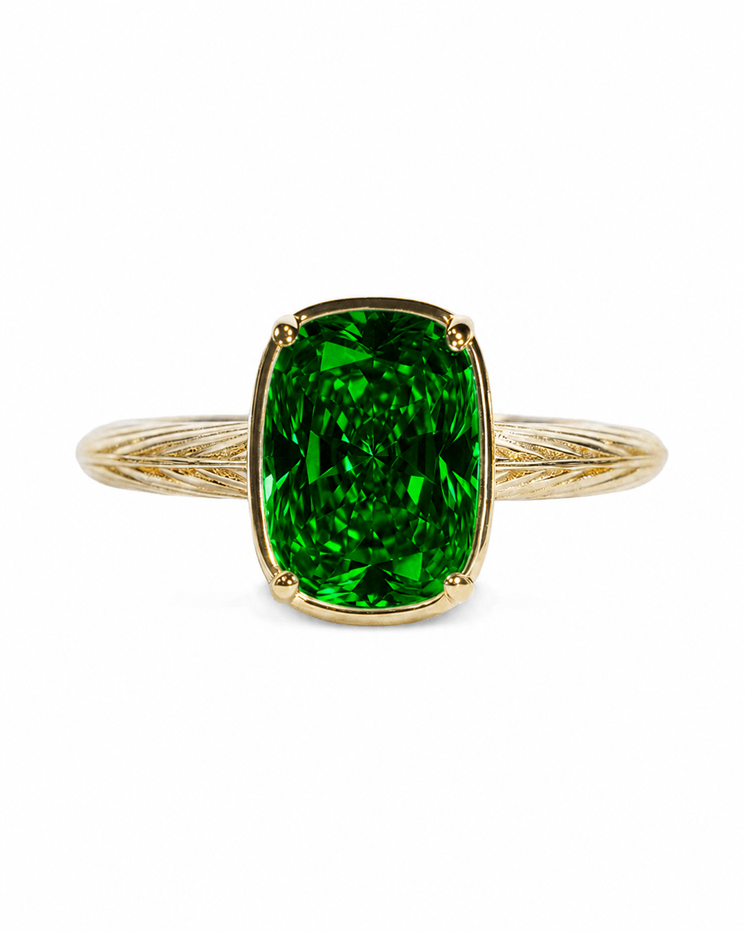 Sterling Silver Mini Emerald Cushion Ring | 14K Gold