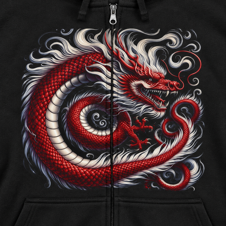 Unisex Heavy Blend™ Full Zip Hooded Sweatshirt - Chinese Red Dragon