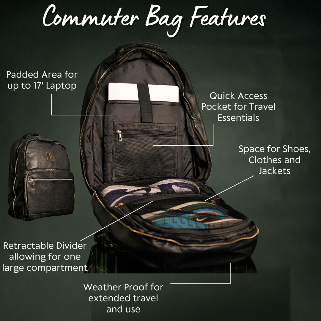 Black Leather Commuter Bag