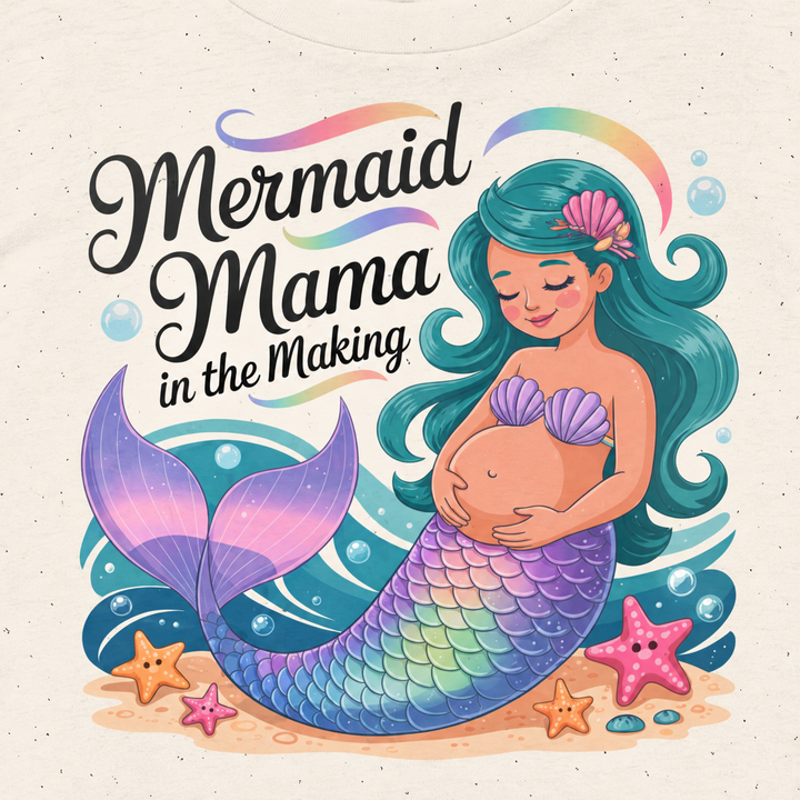 Mermaid Mama Short-Sleeve T-Shirt, Cute Maternity Wear, Gift for Expecting Moms, Baby Shower Gift, Ocean Lover Apparel