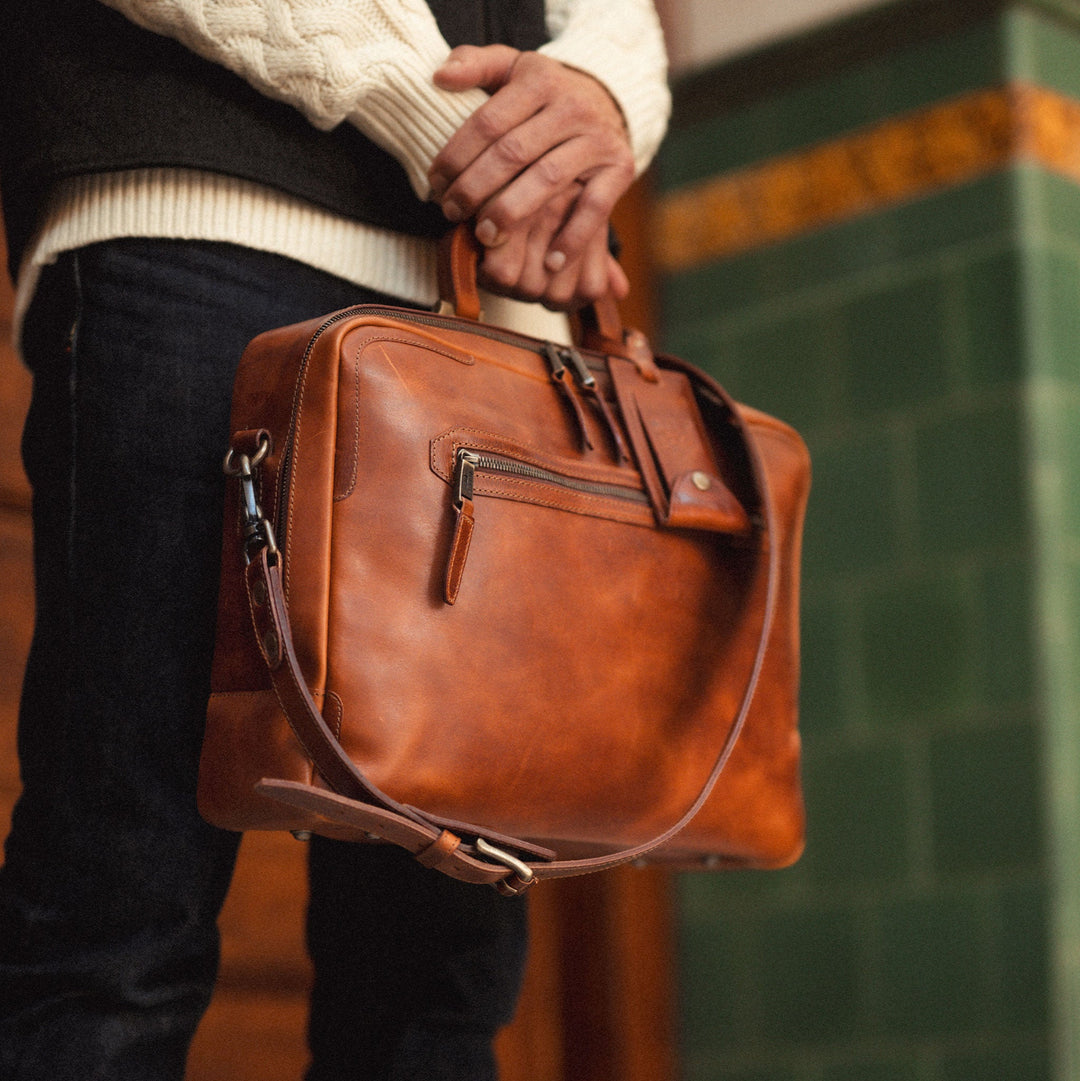 The Continental Briefcase – Premium Italian Leather Laptop Briefcase