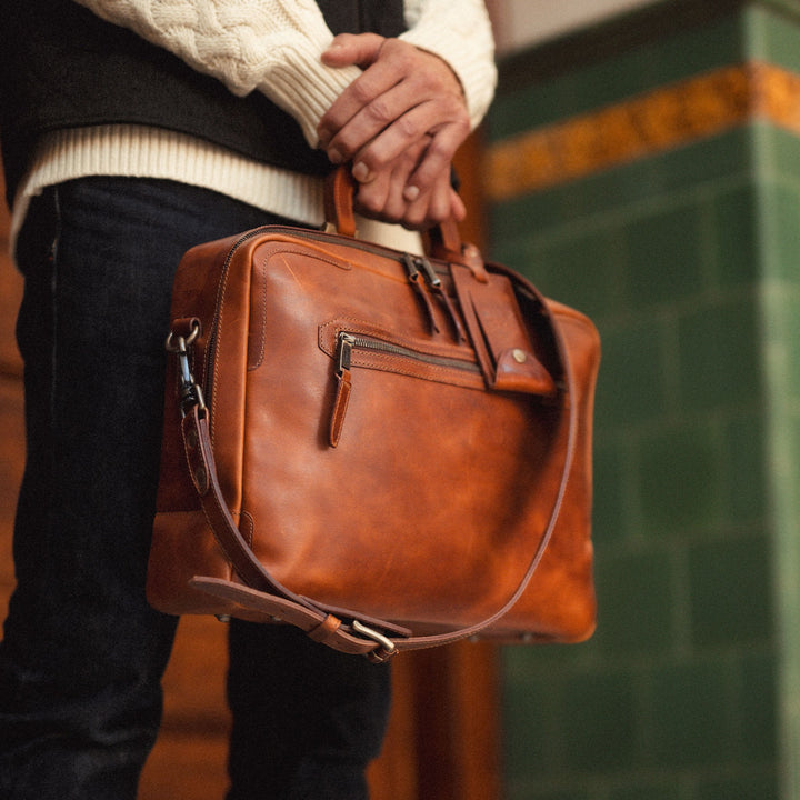 The Continental Briefcase – Premium Italian Leather Laptop Briefcase