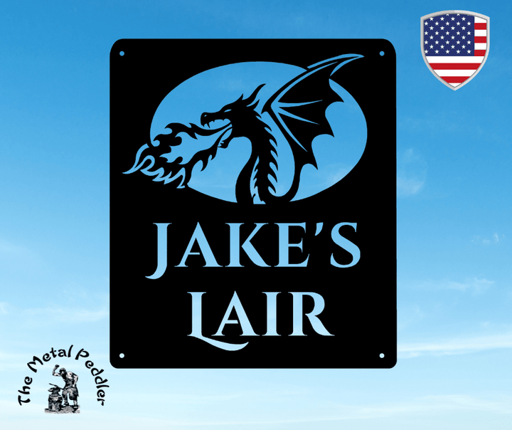 Personalized Fire Dragon Name Sign | Custom Metal Fantasy Wall Art