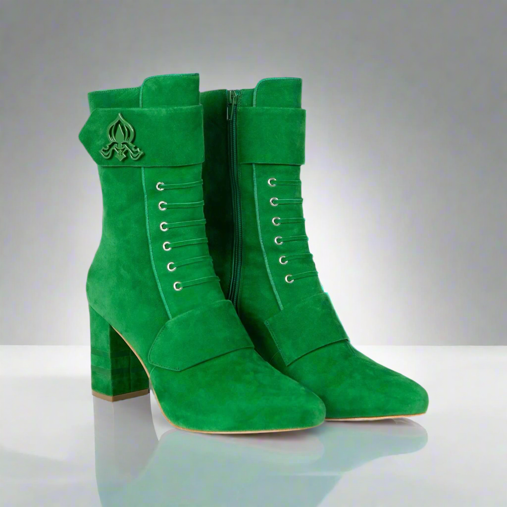 Michaela V Marta Green Suede Knee-High Boots