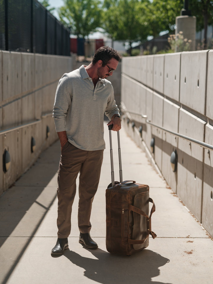 Healy Leather Rolling Carry-On Duffel | Buffalo Leather Travel Bag