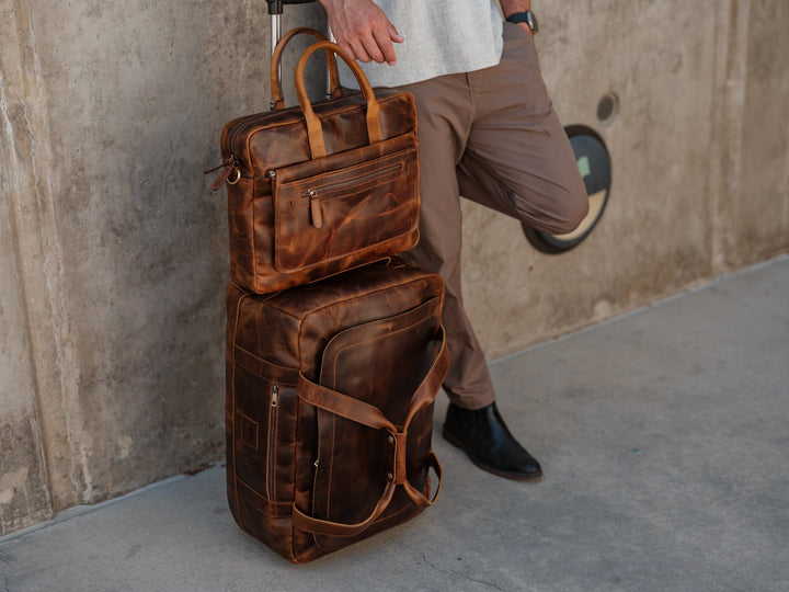 Healy Leather Rolling Carry-On Duffel | Buffalo Leather Travel Bag