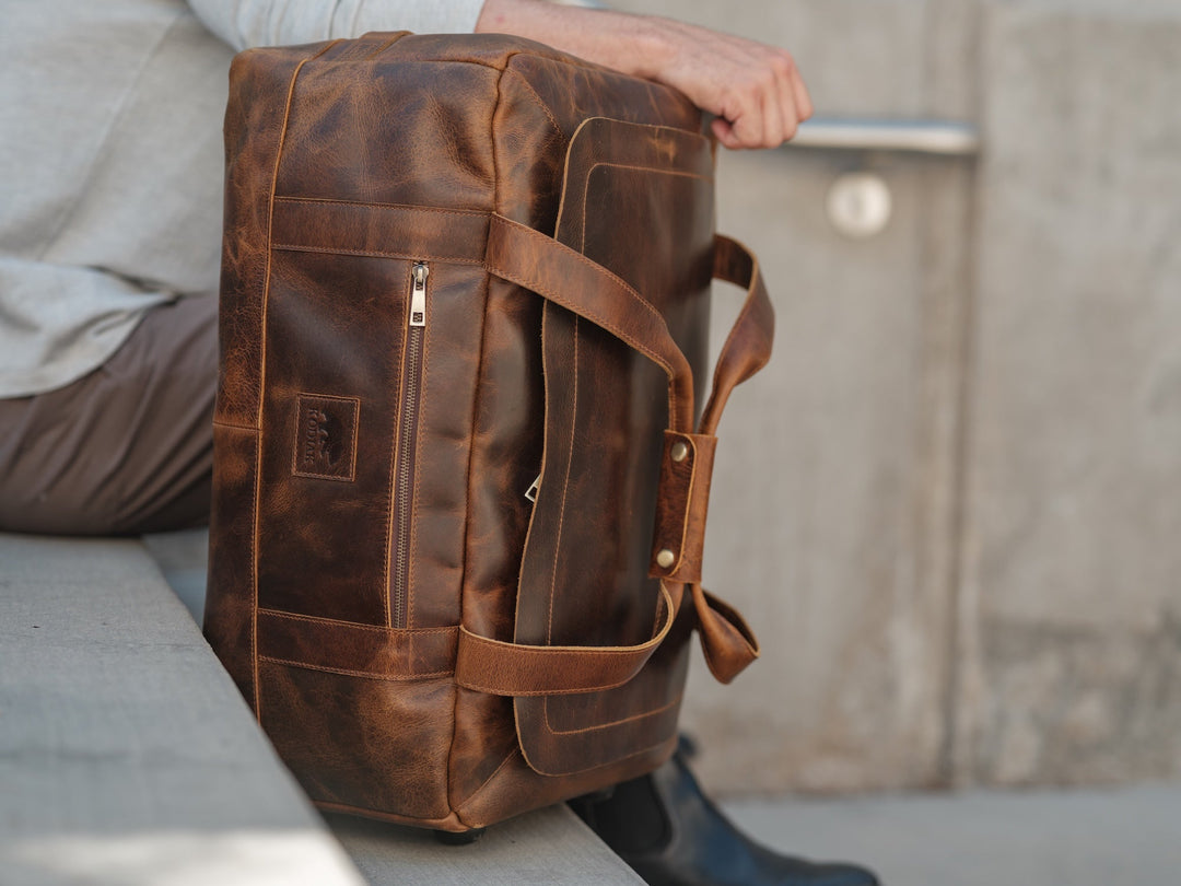 Healy Leather Rolling Carry-On Duffel | Buffalo Leather Travel Bag
