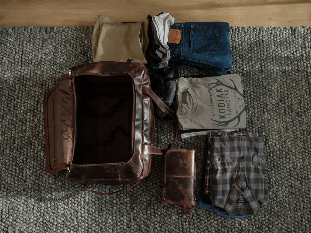 Healy Leather Rolling Carry-On Duffel | Buffalo Leather Travel Bag