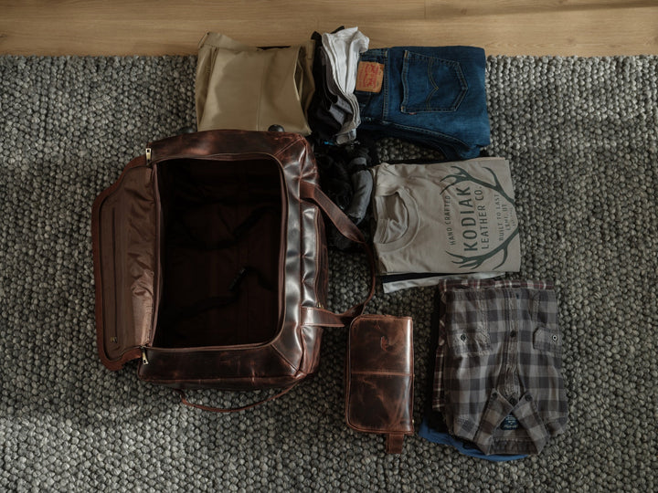Healy Leather Rolling Carry-On Duffel | Buffalo Leather Travel Bag