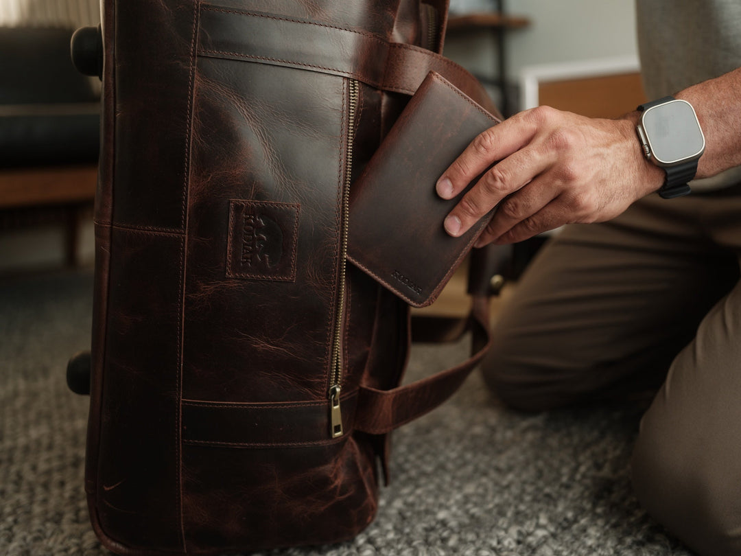 Healy Leather Rolling Carry-On Duffel | Buffalo Leather Travel Bag
