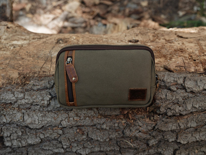 Waxed Canvas Sling Bag | Cedar Leather Crossbody Everyday Bag