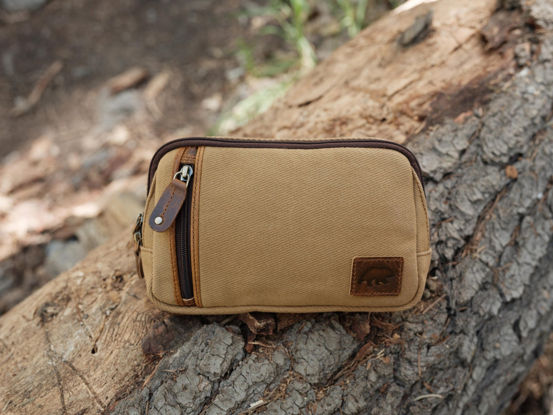 Waxed Canvas Sling Bag | Cedar Leather Crossbody Everyday Bag