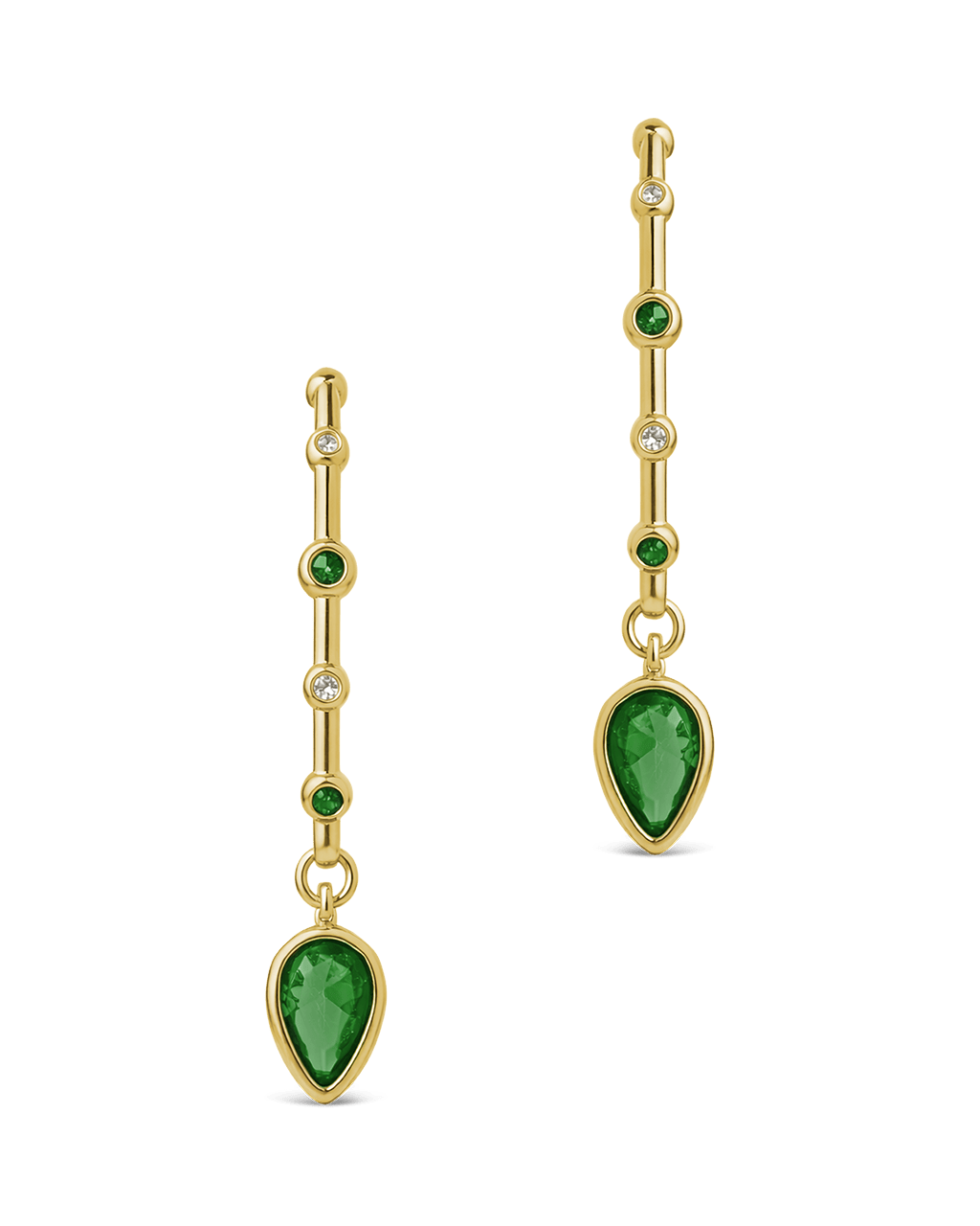 Bezel CZ Station Hoop Earrings – 14K Gold Plated Hoops