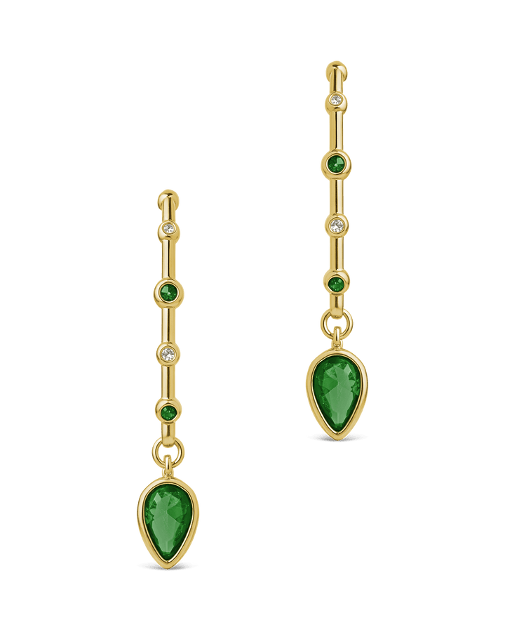 Bezel CZ Station Hoop Earrings – 14K Gold Plated Hoops