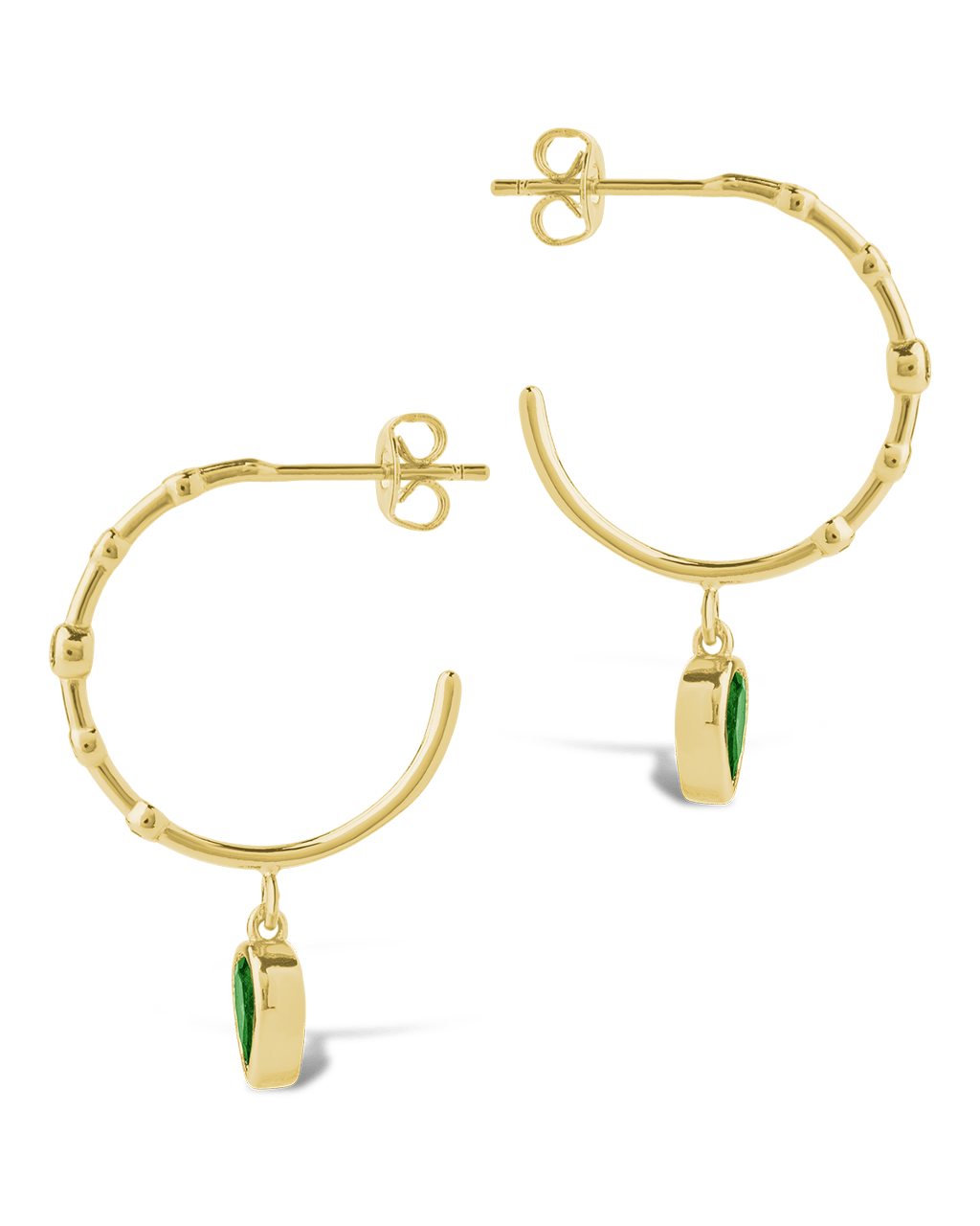 Bezel CZ Station Hoop Earrings – 14K Gold Plated Hoops