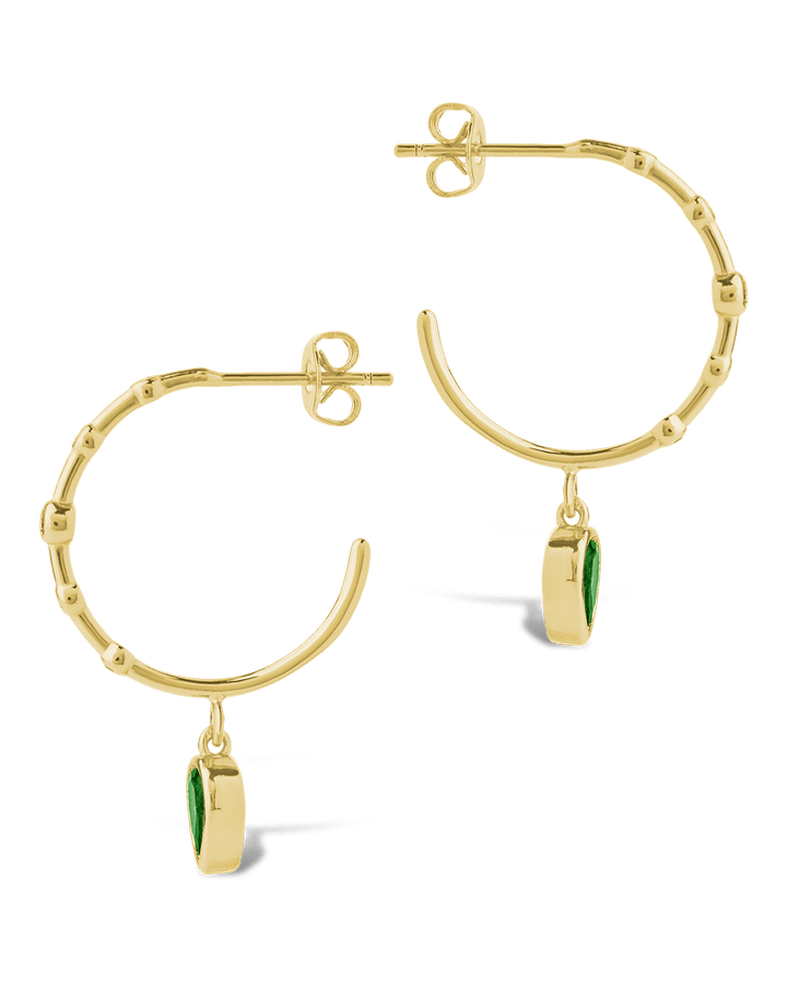 Bezel CZ Station Hoop Earrings – 14K Gold Plated Hoops