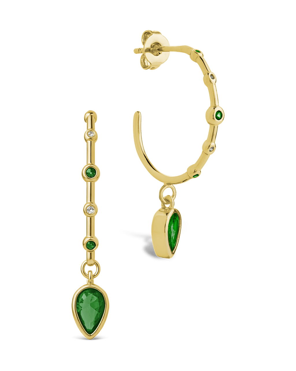 Bezel CZ Station Hoop Earrings – 14K Gold Plated Hoops