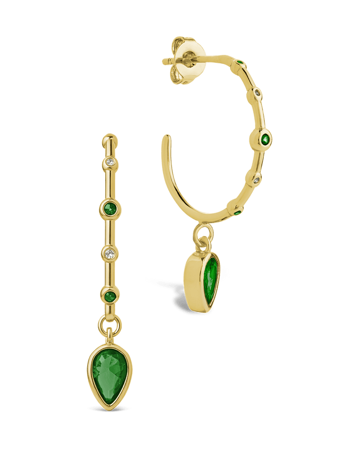 Bezel CZ Station Hoop Earrings – 14K Gold Plated Hoops