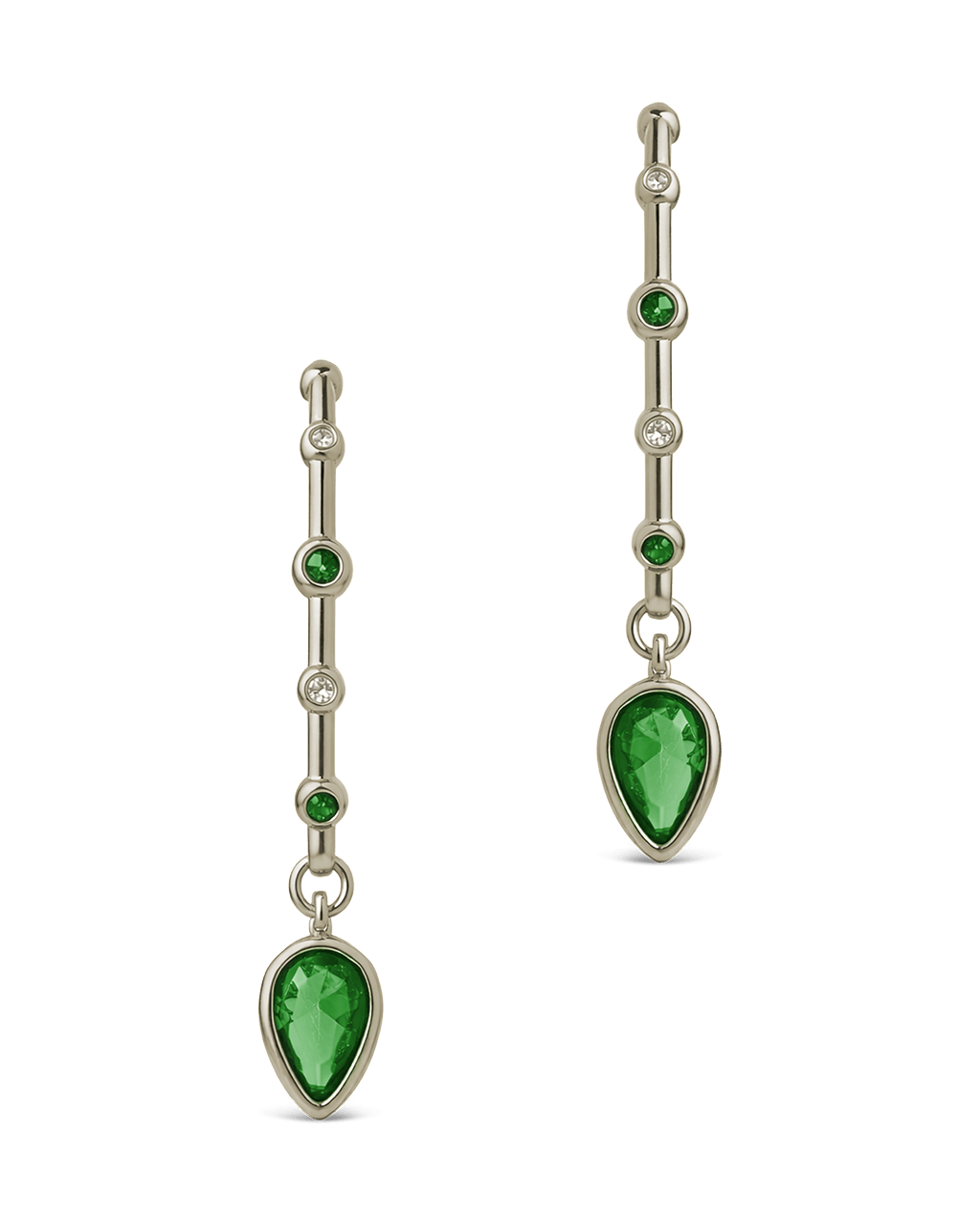 Bezel CZ Station Hoop Earrings – 14K Gold Plated Hoops