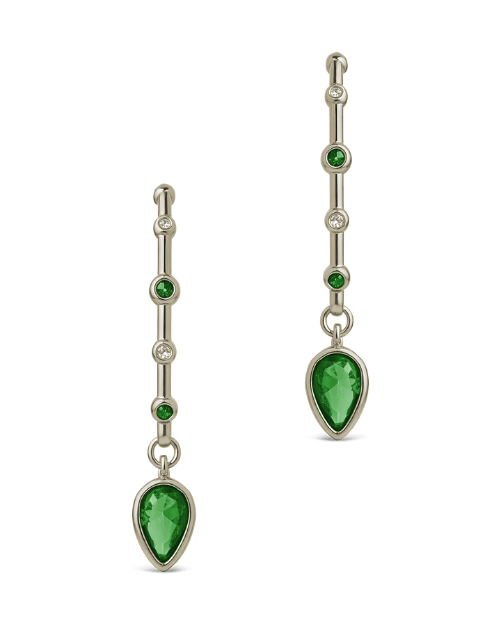 Bezel CZ Station Hoop Earrings – 14K Gold Plated Hoops