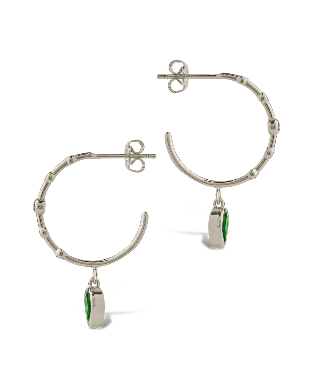 Bezel CZ Station Hoop Earrings – 14K Gold Plated Hoops