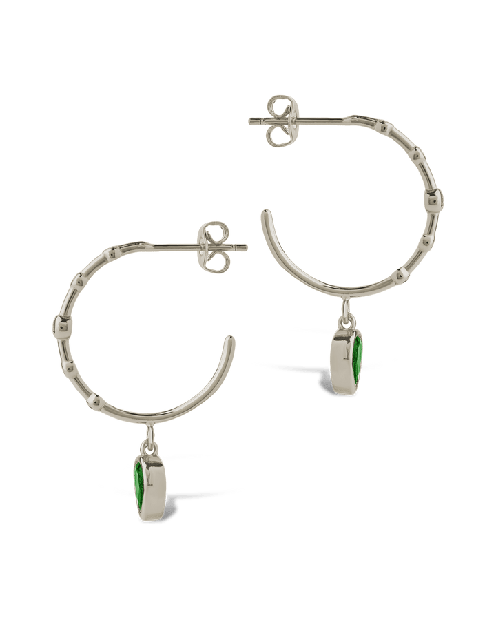 Bezel CZ Station Hoop Earrings – 14K Gold Plated Hoops