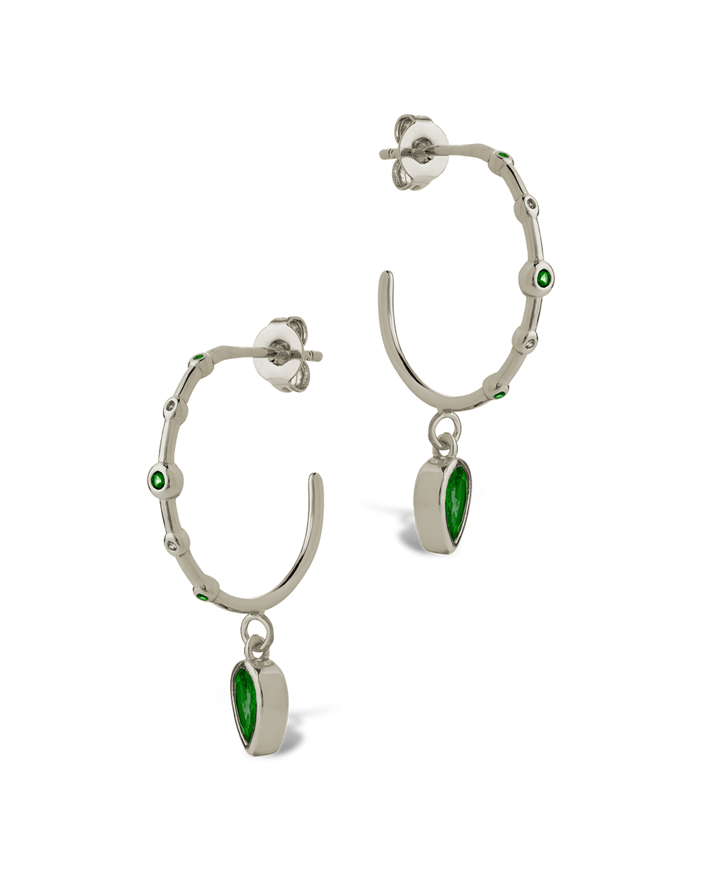 Bezel CZ Station Hoop Earrings – 14K Gold Plated Hoops