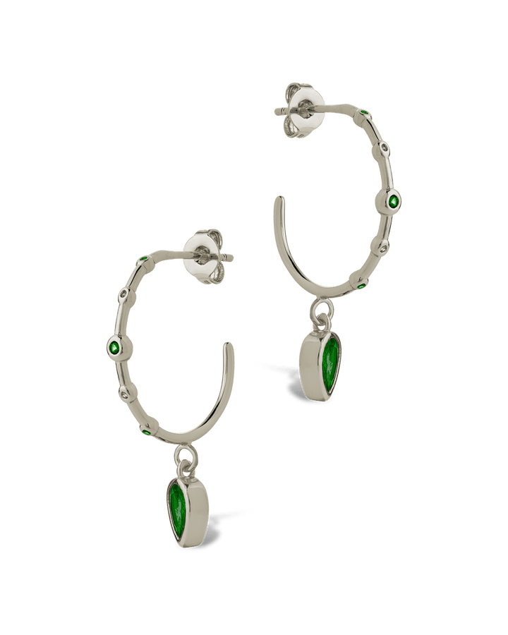 Bezel CZ Station Hoop Earrings – 14K Gold Plated Hoops