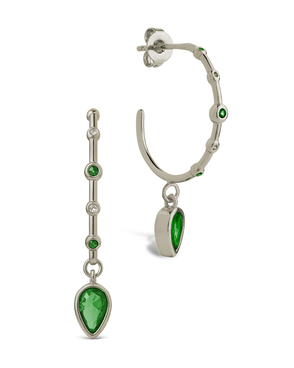 Bezel CZ Station Hoop Earrings – 14K Gold Plated Hoops