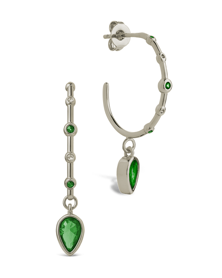 Bezel CZ Station Hoop Earrings – 14K Gold Plated Hoops