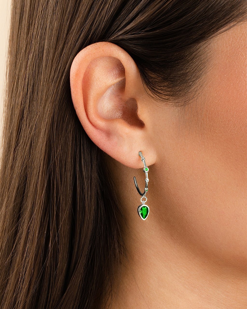 Bezel CZ Station Hoop Earrings – 14K Gold Plated Hoops