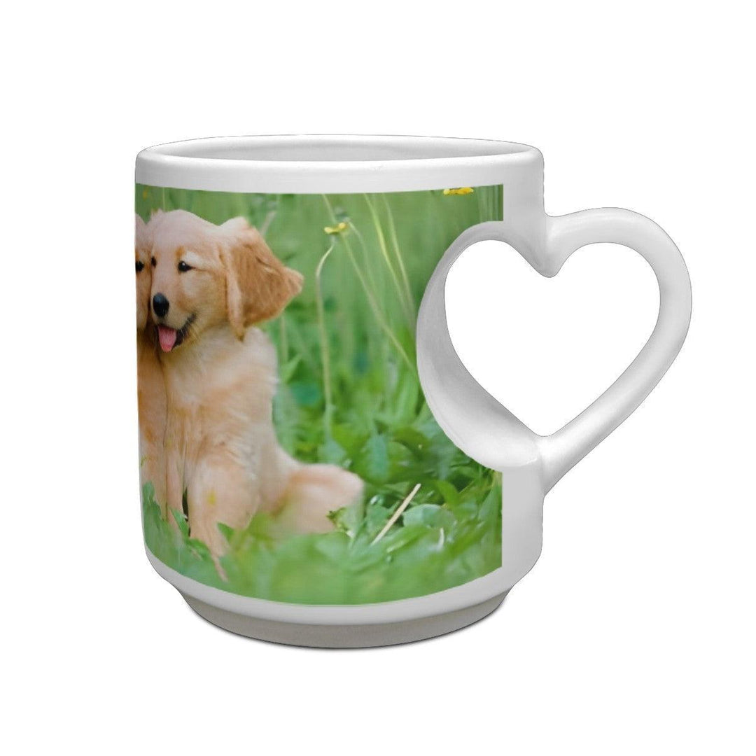 Custom Photo Ceramic Mug with Heart-Shaped Handle