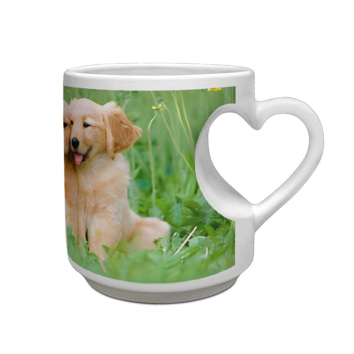 Custom Photo Ceramic Mug with Heart-Shaped Handle
