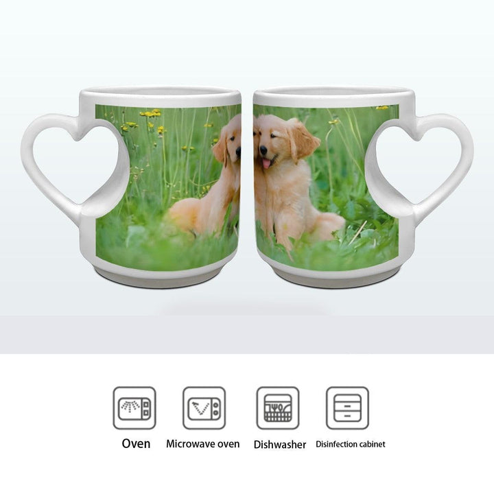 Custom Photo Ceramic Mug with Heart-Shaped Handle