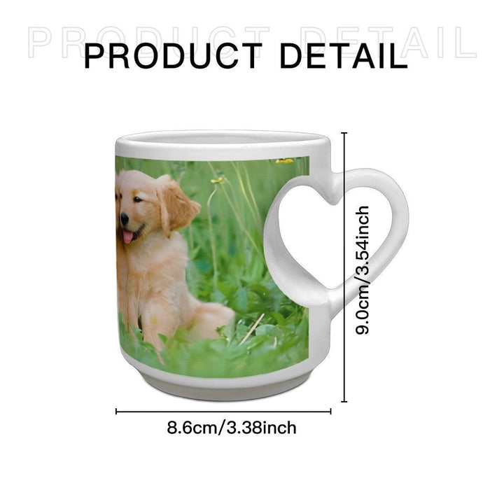 Custom Photo Ceramic Mug with Heart-Shaped Handle