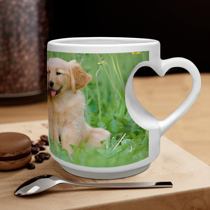 Custom Photo Ceramic Mug with Heart-Shaped Handle
