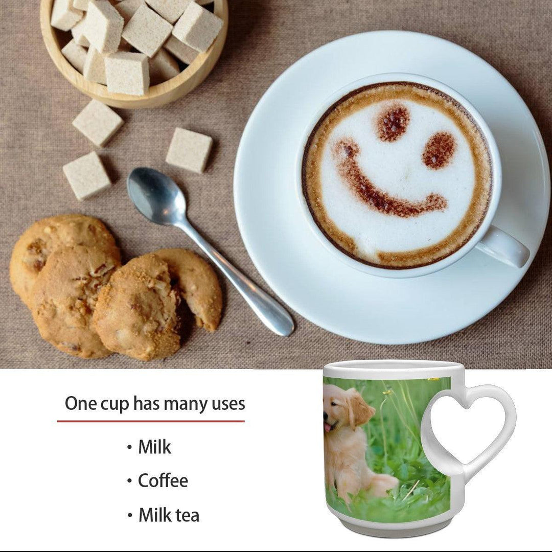 Custom Photo Ceramic Mug with Heart-Shaped Handle