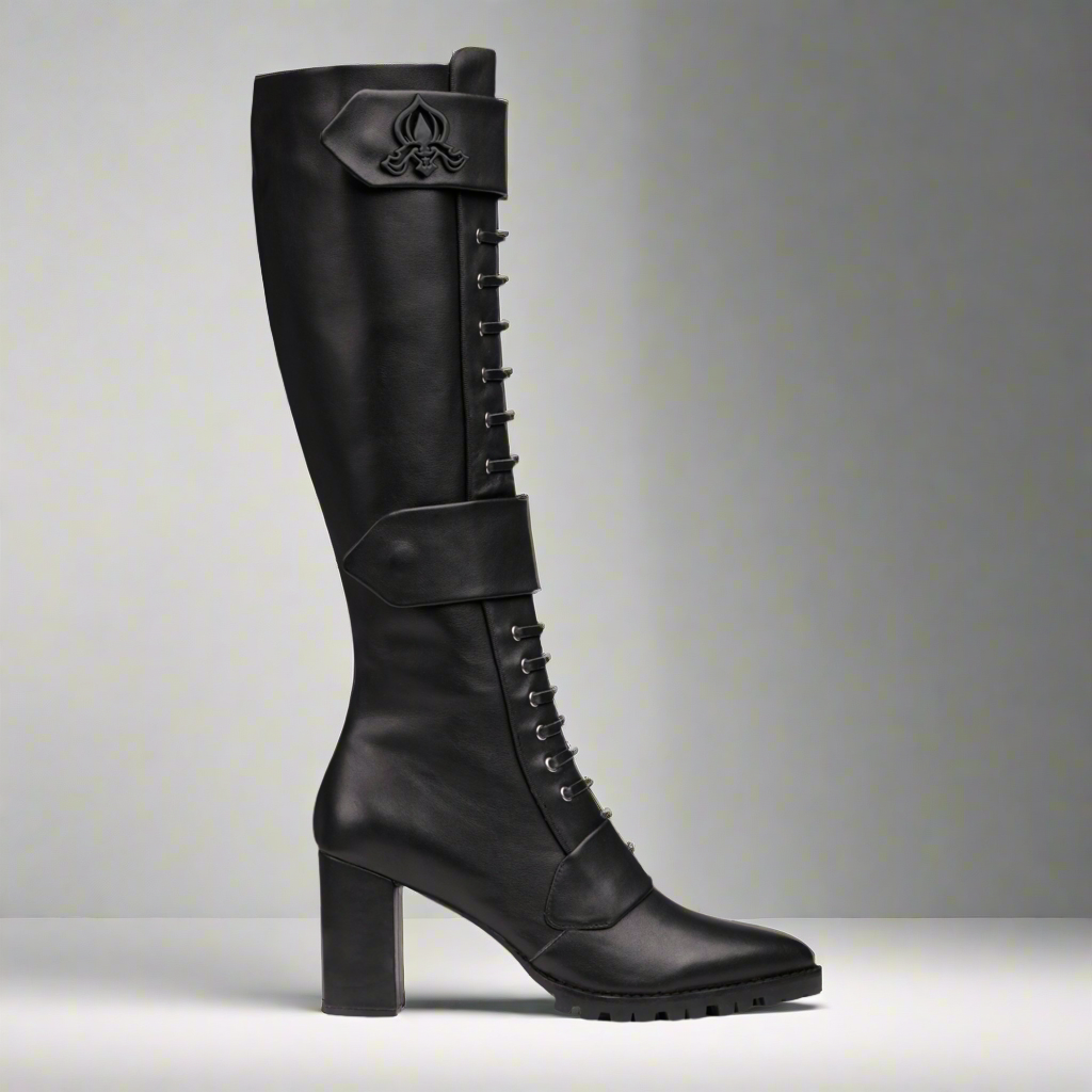 Michaela V Aspen Marta Black Italian Leather Boots