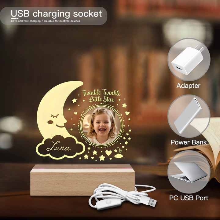 Personalized Twinkle Little Star Photo Night Light