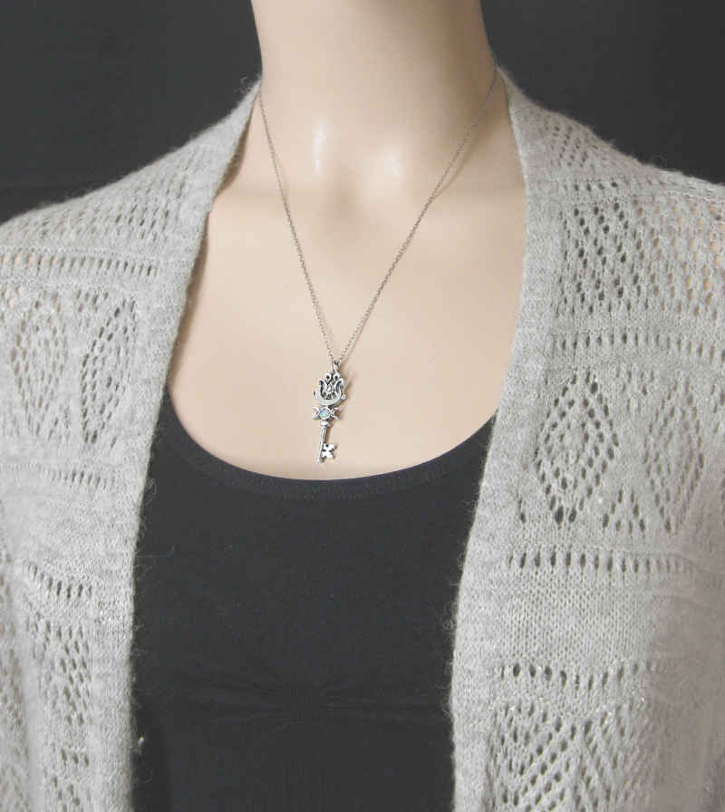 Triple Moon Key Pendant | Handmade Sterling Silver Opal Necklace