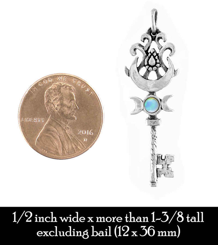 Triple Moon Key Pendant | Handmade Sterling Silver Opal Necklace