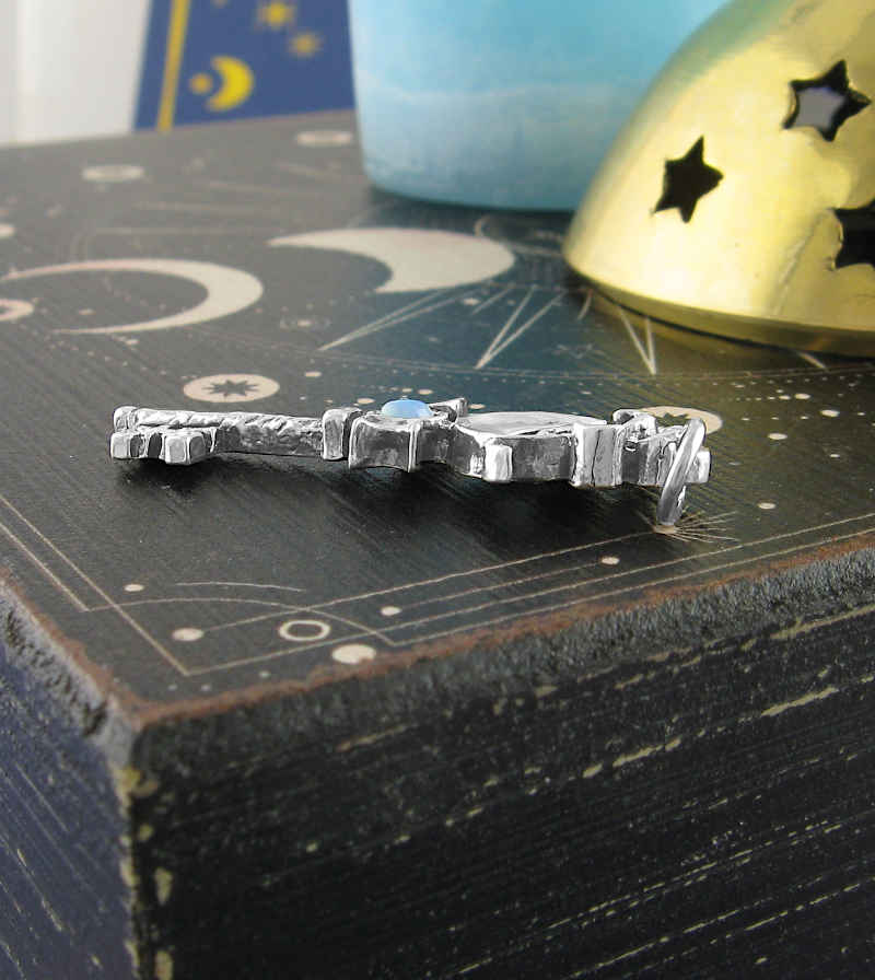 Triple Moon Key Pendant | Handmade Sterling Silver Opal Necklace