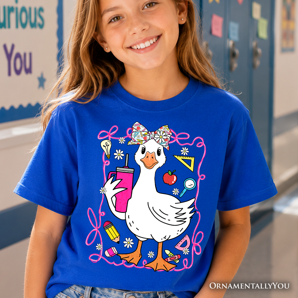 Kids Coquette Goose T-Shirt – Cute School Tee for Girls
