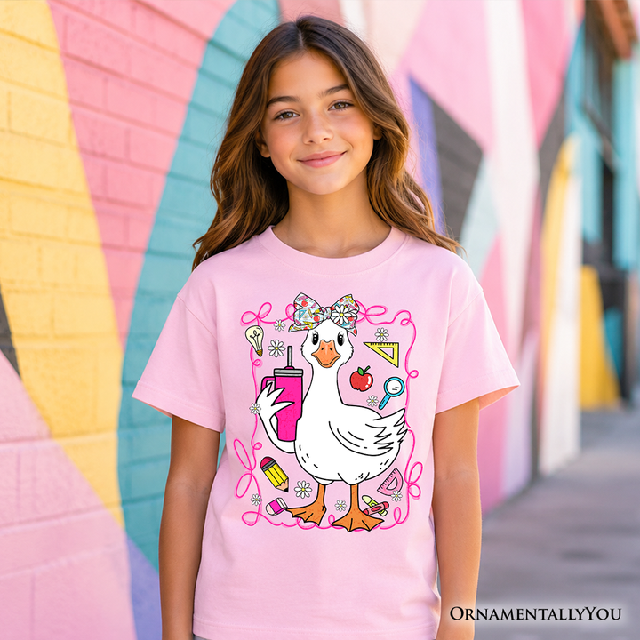 Kids Coquette Goose T-Shirt – Cute School Tee for Girls