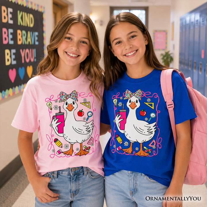 Kids Coquette Goose T-Shirt – Cute School Tee for Girls
