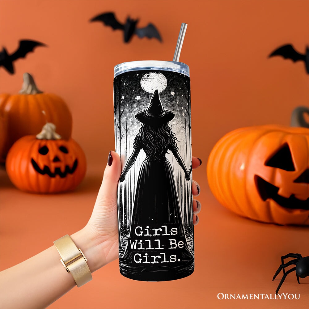 Girls Will Be Girls Personalized 20 oz Spooky Witch Tumbler
