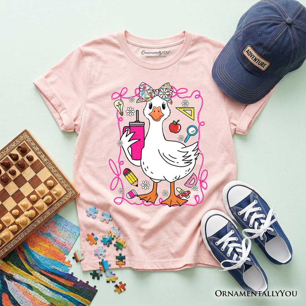 Kids Coquette Goose T-Shirt – Cute School Tee for Girls